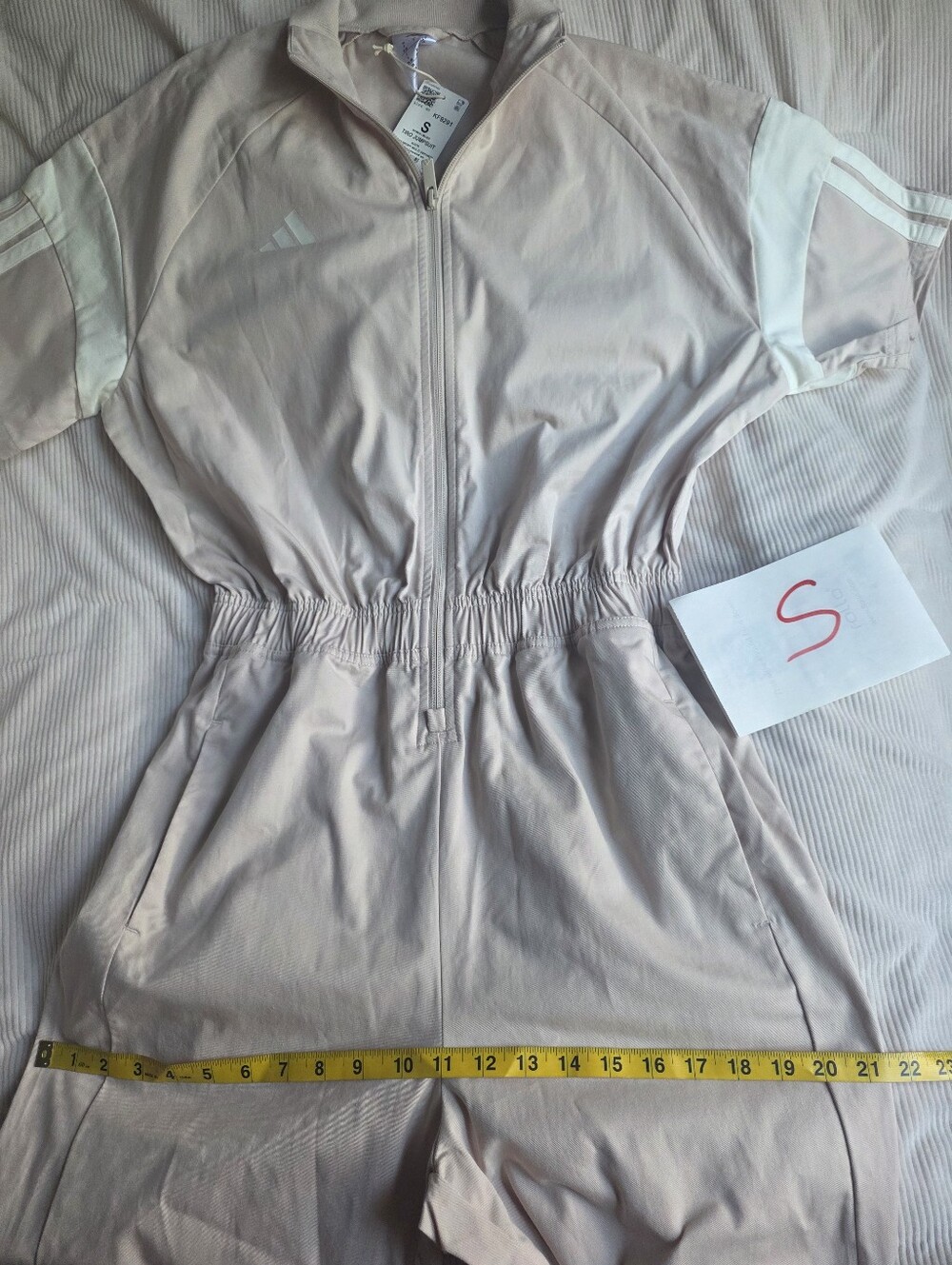 Adidas Women's Tiro Jumpuit Crystal Linen Off White Bnwt - Picture 7 of 9